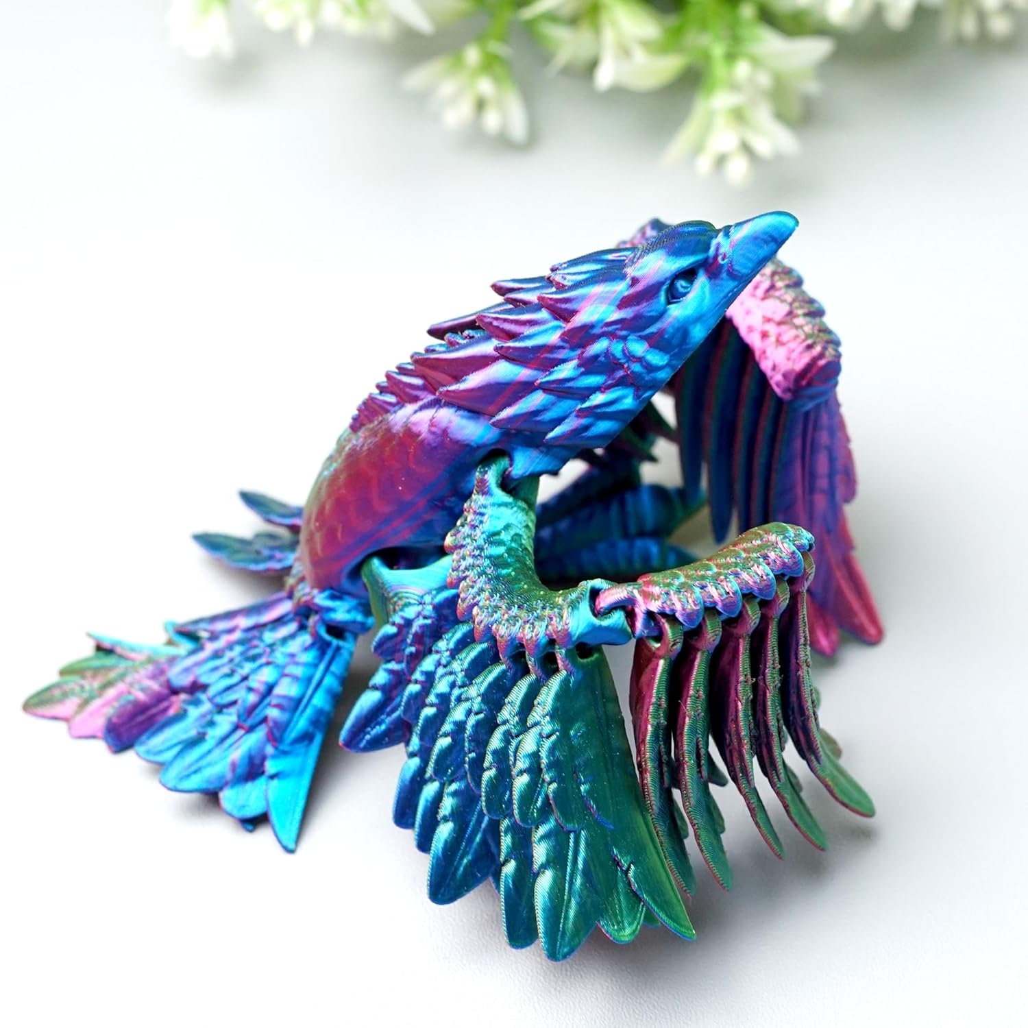 3D Printed Phoenix Model,Flexible Realistic Articulated Animal Fidget Toys,Mystery Figurines Gifts for Easter,Executive Desk Funny Décor and Festival Collectible,Easter Basket Stuffers (RGB)