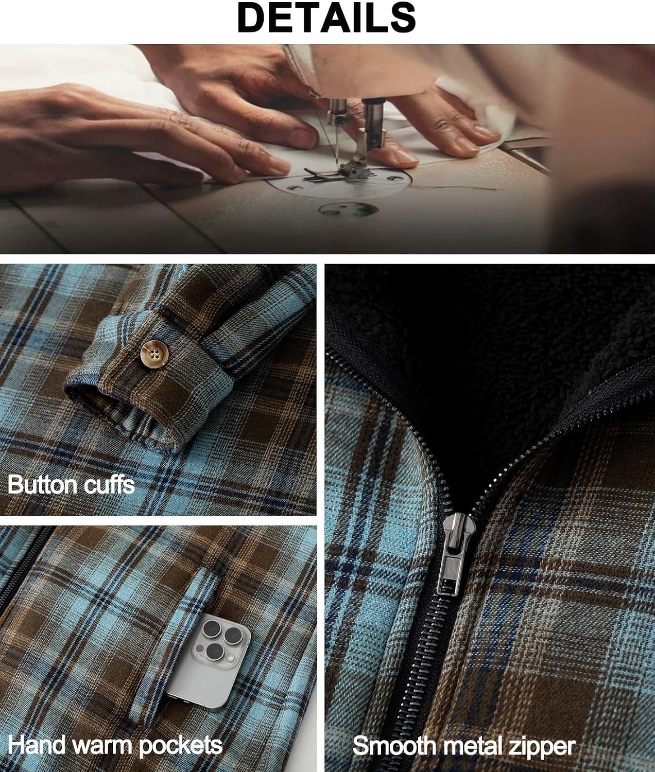 Women's Full Zip Sherpa Lined Flannel Jacket Fleece Plaid Warm Winter Jacket Coat for Women