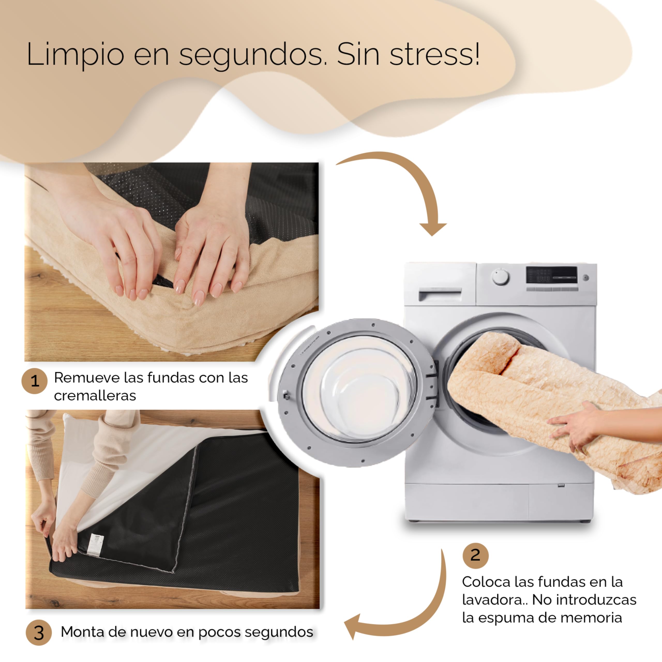 Cama para Gatos ortopédica con Funda Impermeable (Small)
