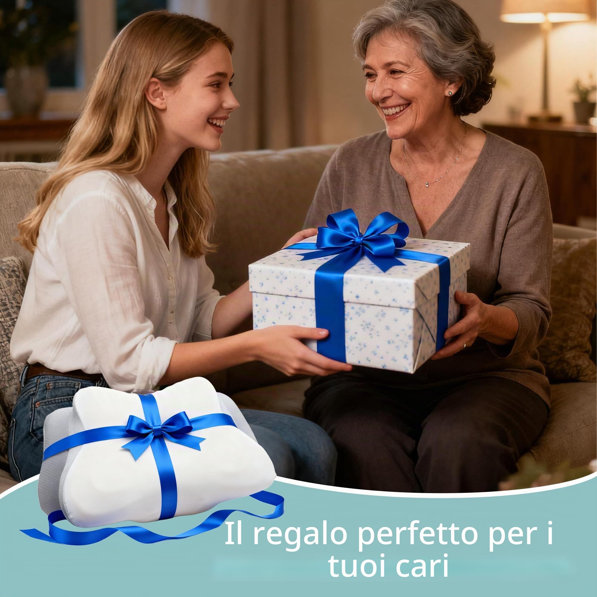 Cuscino Cervicale per Dormire con Memory Foam - Cuscino Ergonomico Cervicale di Sostegno - Guanciale Anteriore per Chi Dorme su Fianco, Schiena e Stomaco