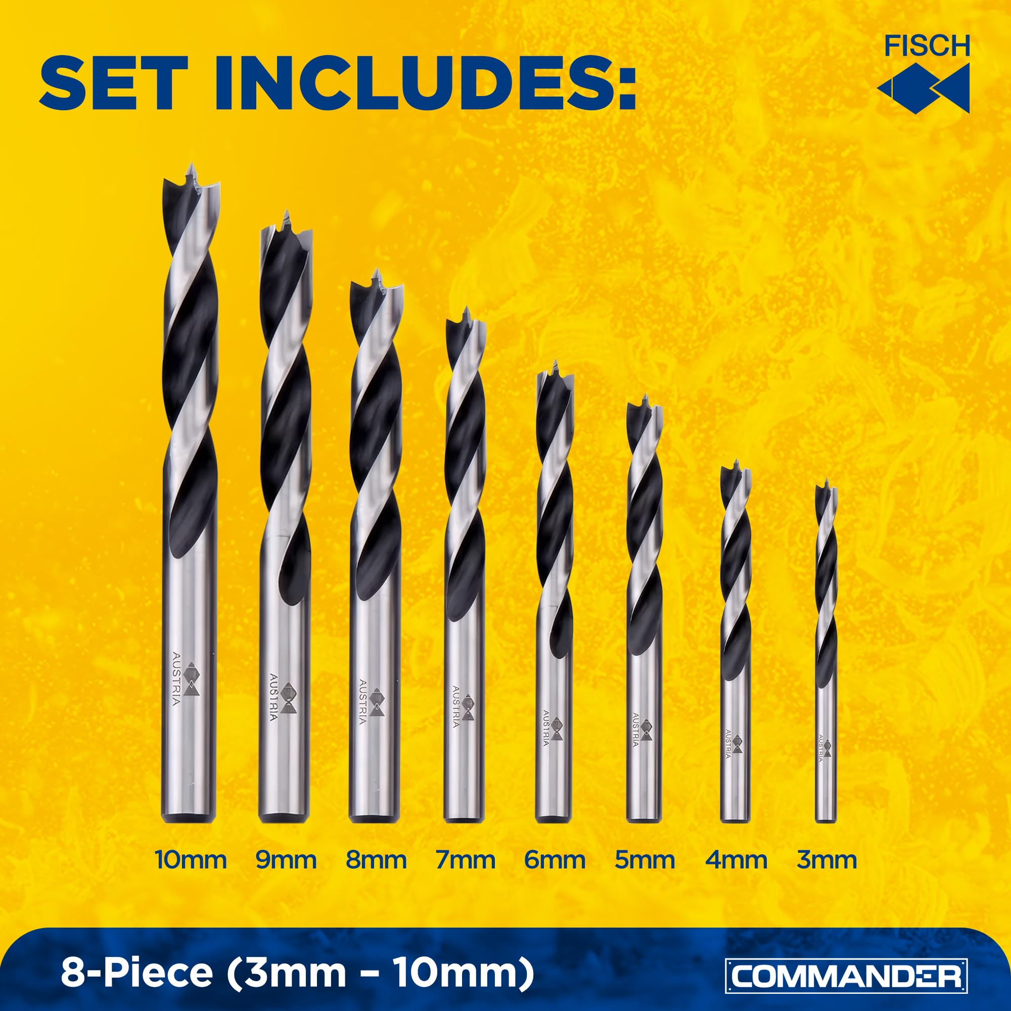 Fisch fsf-328094 3 – 10 mm Set di cromo vanadio punta elicoidale, pezzi