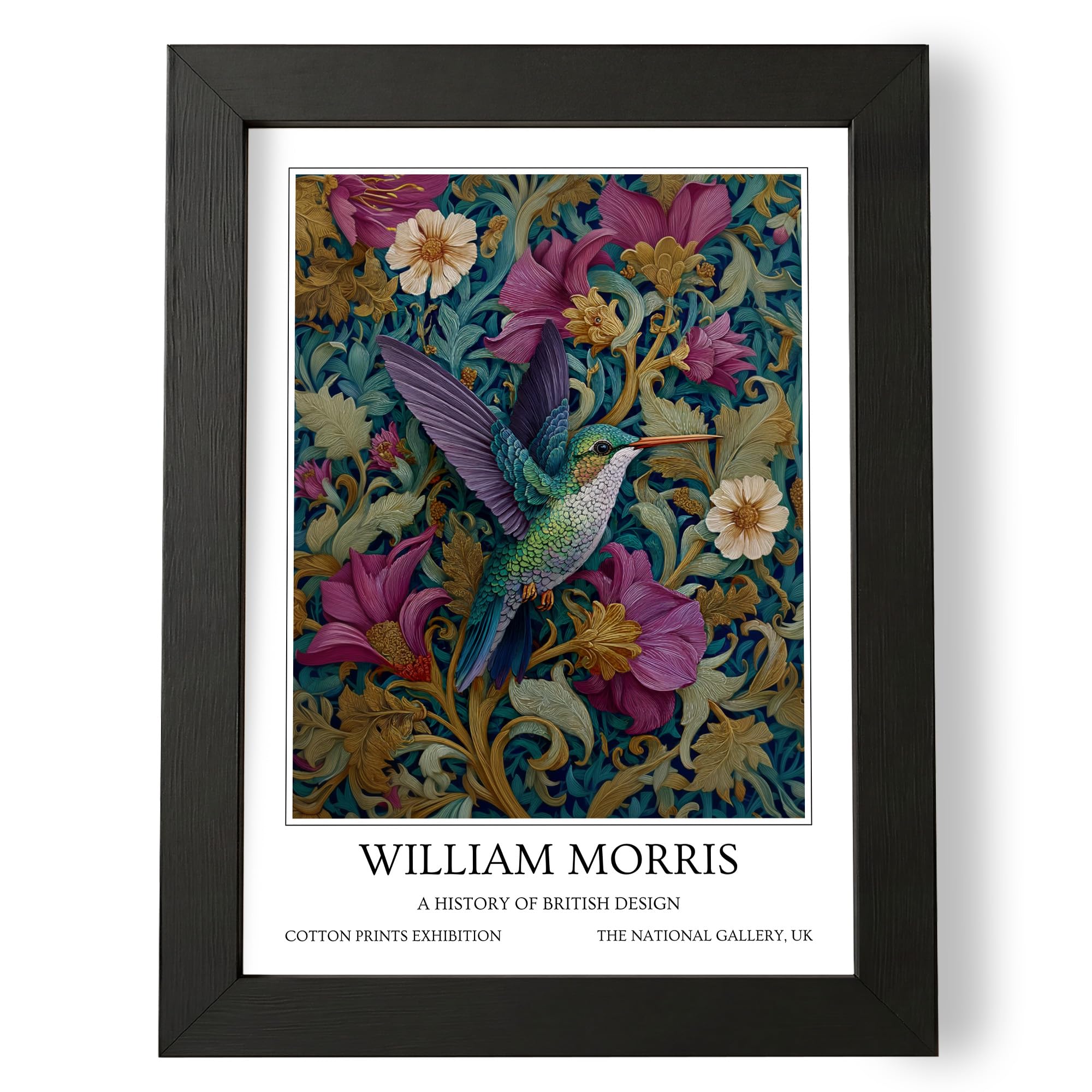 Fans Favourites William Morris - Vintage Art Noevua British Prints, Botanical Wall Art, A History of British Design Collection (Purple Hummingbird, A4, Unframed) — image 1