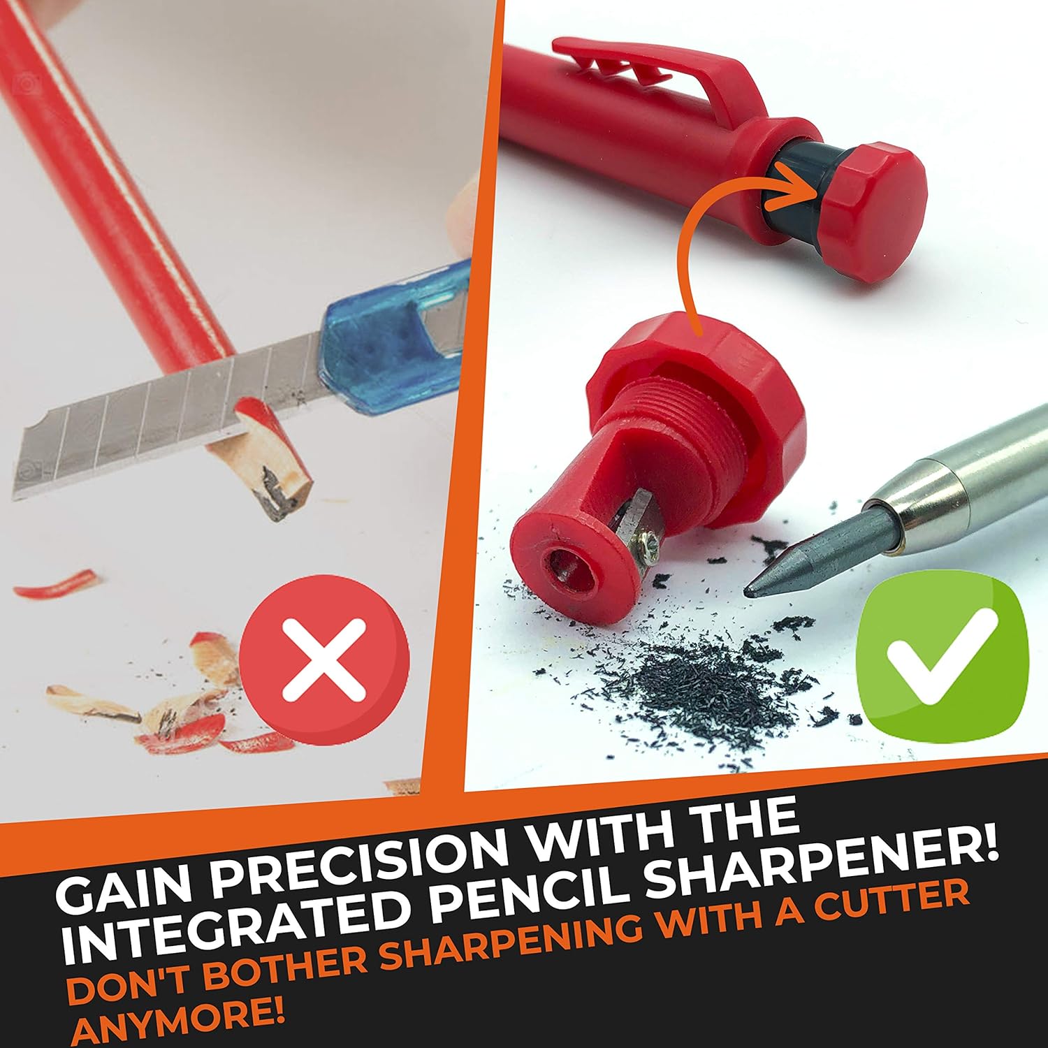 SOLID + EXTENDABLE Carpenter Pencil Set for Construction [+7 LEADS +SHARPENER] Tul Pens Fine Point Grease Mechanical Pencils Wood Marker/Best Marking tools for Carpenters Drawing Scriber : Tools & Home Improvement