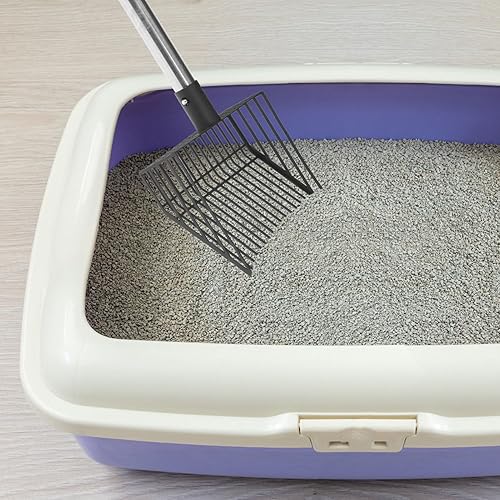 Miniatura 6 de PUPTECK Cuchara de arena para gatos de tamizado rápido, pala de pollo de mango largo con pala profunda, tamiz de metal resistente y antiadherente,