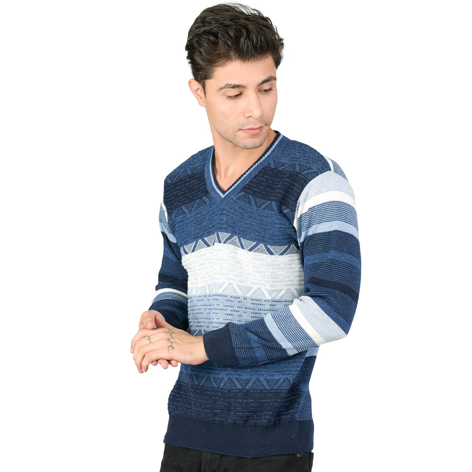 men woolen v-neck printed self design pullover rainbow fabric winter wear pure wool cardigan for men long cotty fully warm pullover cardigans free sizes