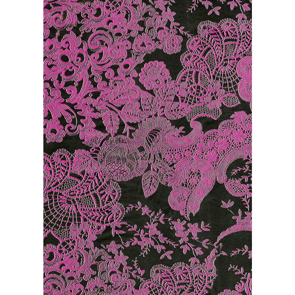 Décopatch FDA460O - One pocket of 20 sheets 30x40 cm - Fuchsia/black lace - DIY - Customisable Décor - Completely Personalise - Creative + Leisure Activity — image 1
