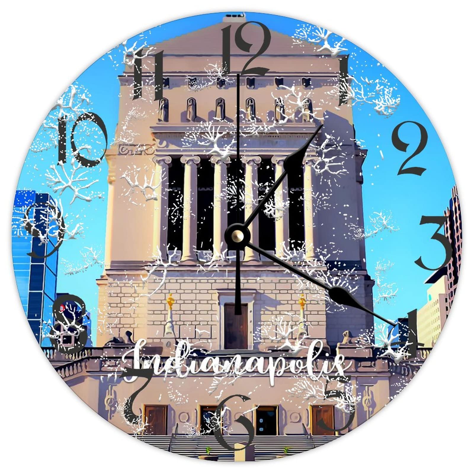Cadeau rétro : horloge murale ronde en bois Indianapolis pour passionnés