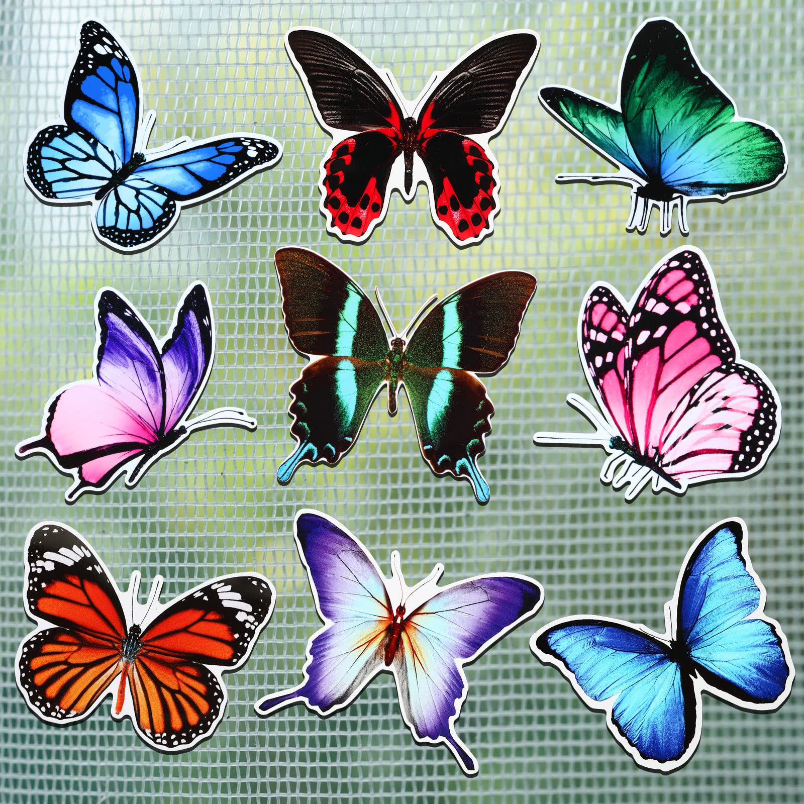 Photo 1 of 18 Pieces Butterfly Screen Door Magnets Screen Magnets for Screen Door Double Sided Decorative Magnetic Flexible Protector Savers Multicolor Refrigerator Magnets for Keep Pet People Sliding Door Safe