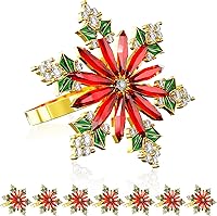 Vista 15 de ZeeDix Juego de 8 servilleteros de copos de nieve dorados de Navidad, anillos de servilletas para mesa de comedor, decoración de mesas rústicas