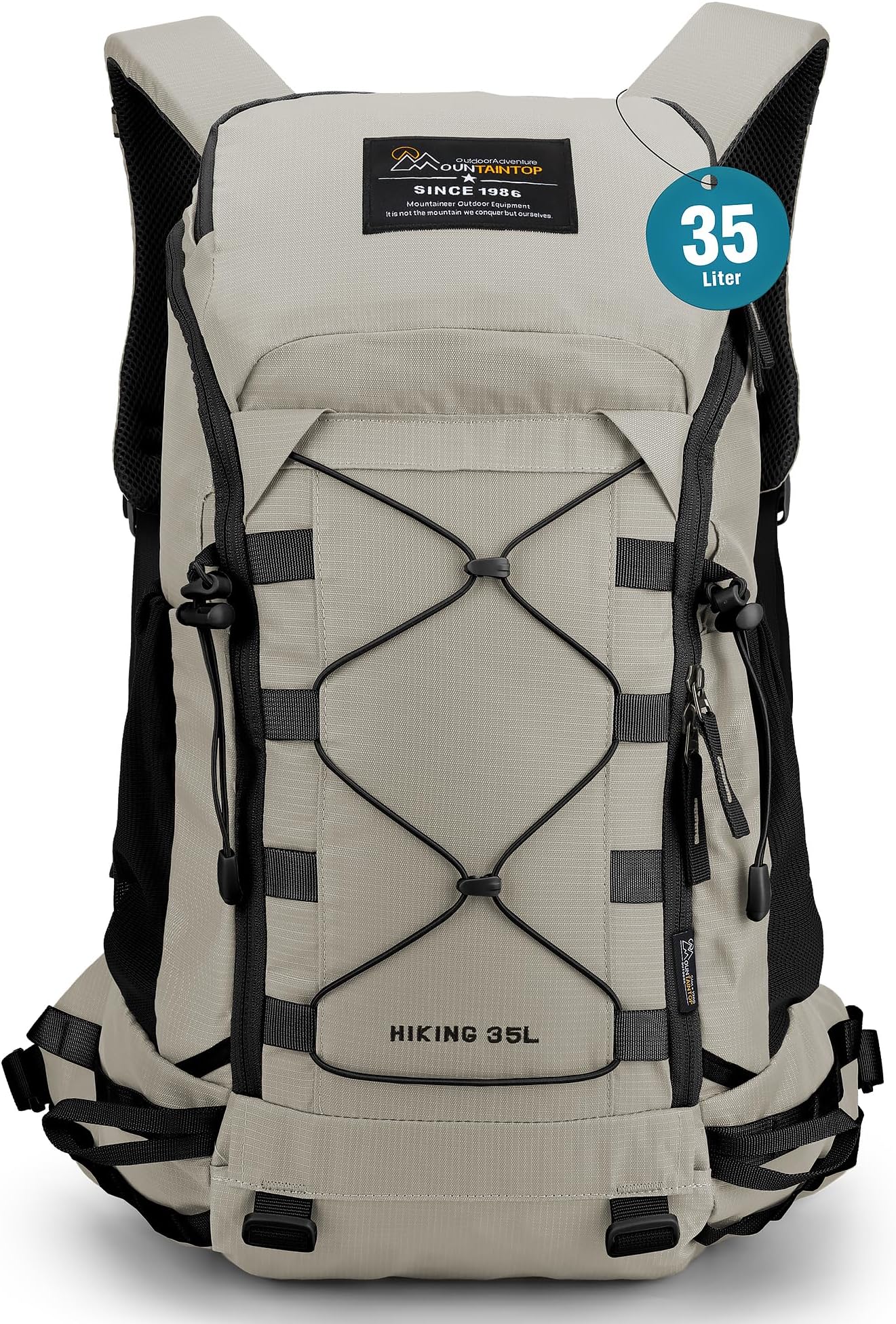 35L Hiking Backpack, Lightweight Outdoor Travel Camping Daypack with Rain Cover for Men & Women（White）