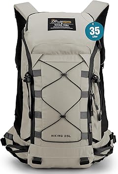 MOUNTAINTOP 35L Hiking Backpack, Lightweight Outdoor Travel Camping Daypack with Rain Cover for Men & WomenWhite
