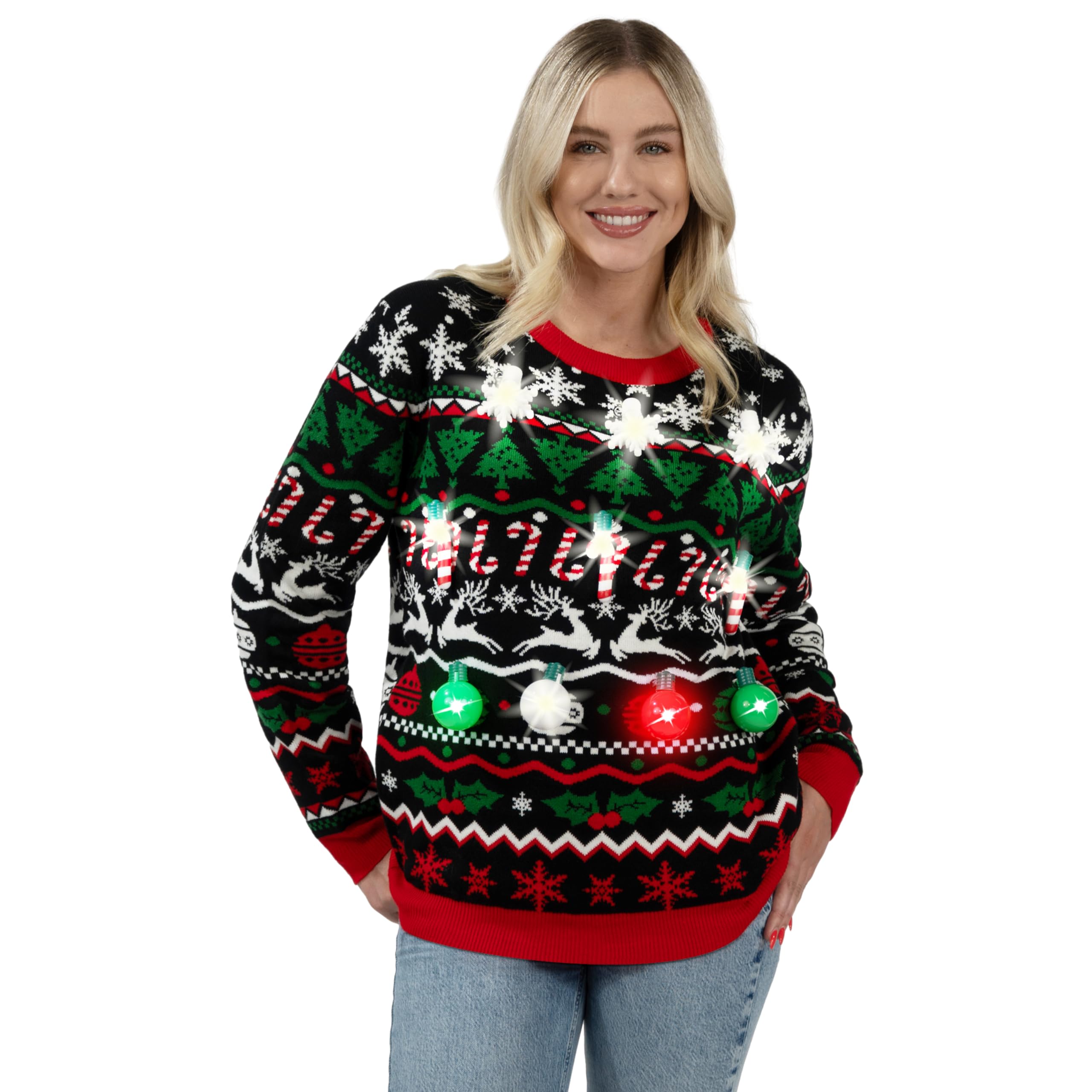Giggling Getup Ugly Christmas Sweaters For Women Light Up