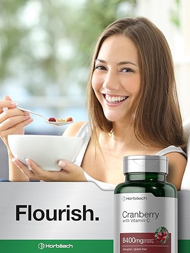 Miniatura 7 de Horbäach Pastillas de arándano con vitamina C  8400 mg  200 cápsulas blandas  Suplemento de extracto concentrado  Sin OMG, sin gluten