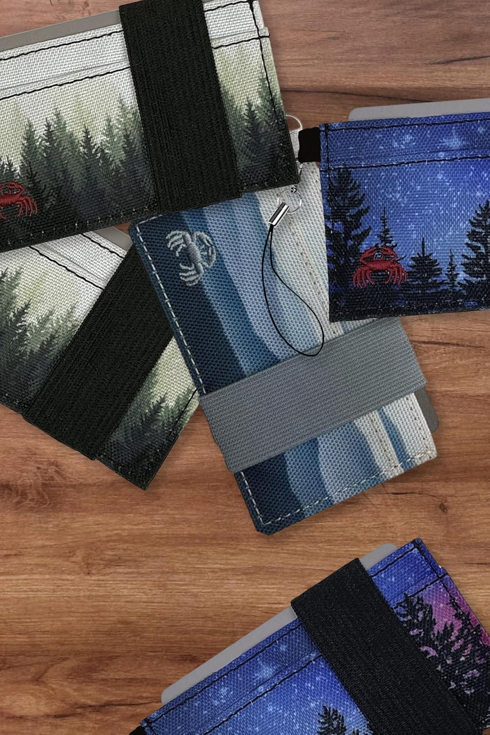 Thin Minimalist Wallet - Adventure Series - Carry Cards, Cash, Phone, Keys - Securely Holds for Easy Access - Ultra Thin Front Pocket Wallet 4" x 2" (Night Forest Stars) - Image 7