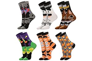 6 Pairs Halloween Fuzzy Socks for Women Spooky Cute Pumpkin Warm Soft Crew Socks