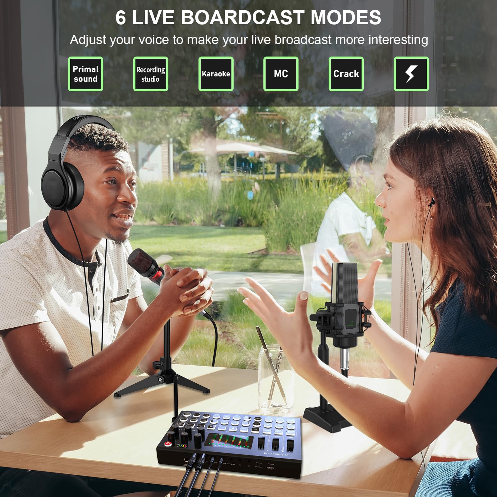 Attrezzatura per trasmissione dal vivo, mixer DJ con interfaccia audio all-in-one, mixer con connettore per microfono da 3,5 mm per audio trasmesso, (Rosso)