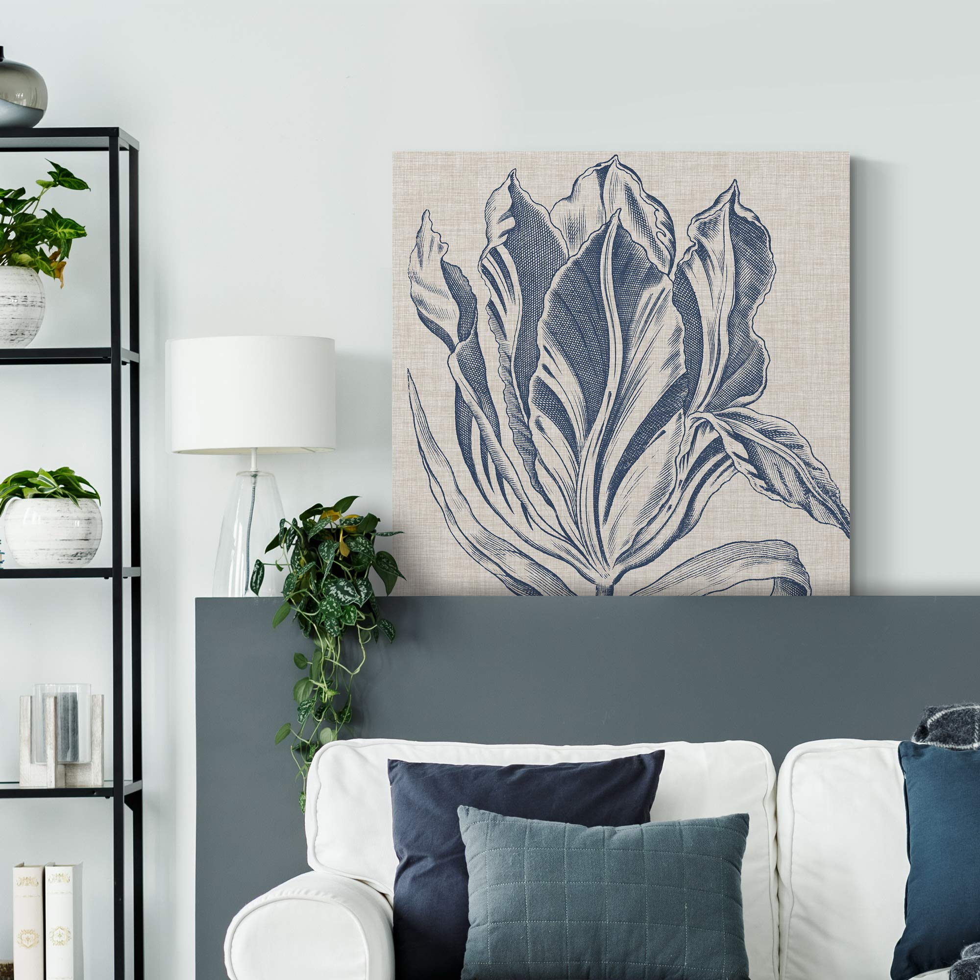 Renditions Gallery Square Canvas Wall Art: Contemporary Coastal Beach, Neutral Nature, Modern Fractial Floral, Multi Color Flower Abstract Wall Art for Home & Office - Rose Tangle I 32X32