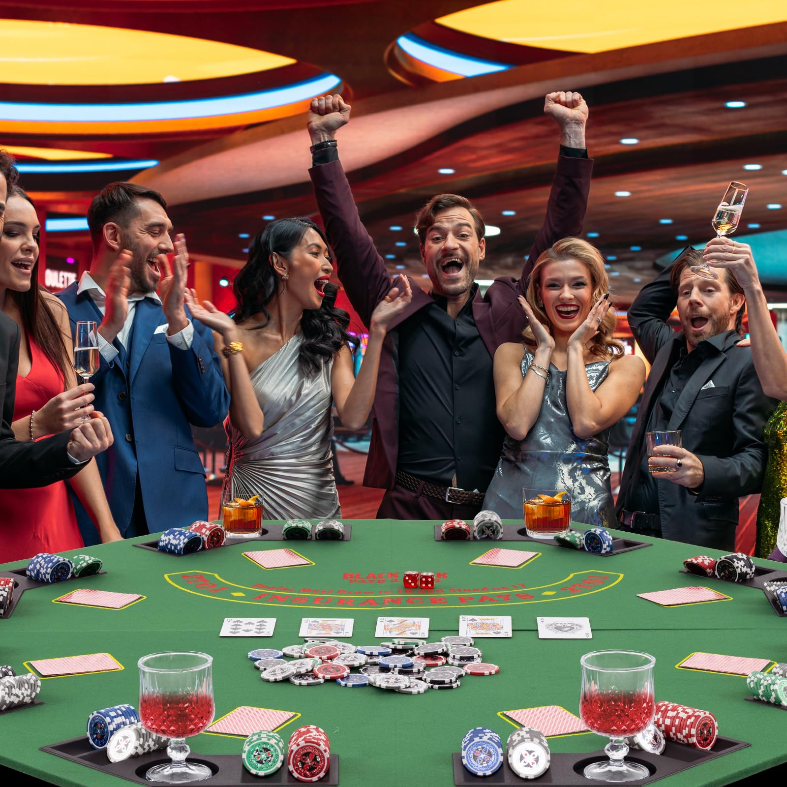 GOPLUS Mesa de Póker Portátil para 8 Jugadores, Tablero de Juego de 120 CM con Portavasos y Bandejas para Fichas, Bolsa de Transporte, Base Antideslizante, Diseño para Juegos en Familia, Casino