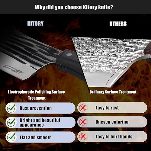 Miniatura 5 de Cuchillo chino de espiga completa de 7 pulgadas, cuchillo de cocina de acero inoxidable de alto carbono con protector de hoja para cortar carnes,