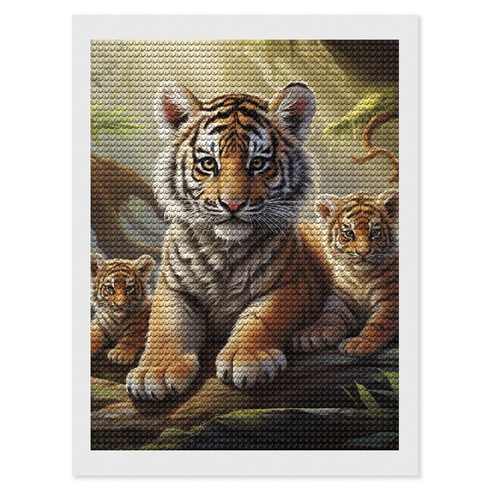 FodPand Diamond Art Kits for Adults, 5D Aurora Diamond Painting Kits for Beginners, Jungle Animals DIY Full Drill Dots Gem Art Paint Crafts for Home Wall Decor 12"x16"