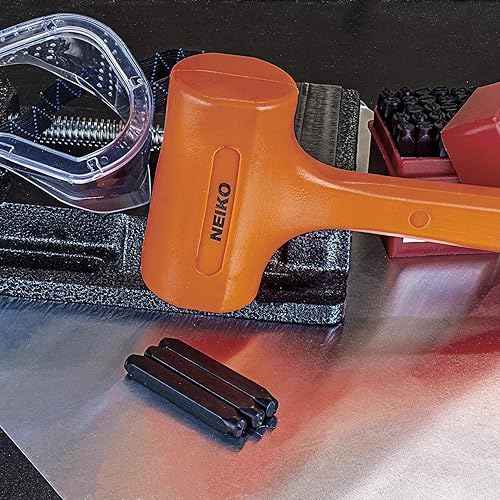Miniatura 6 de NEIKO 02849A - Martillo de soplado muerto de 4 libras naranja neón  Moldeado unibody  Agarre a cuadros  Resistente a chispas y rebote