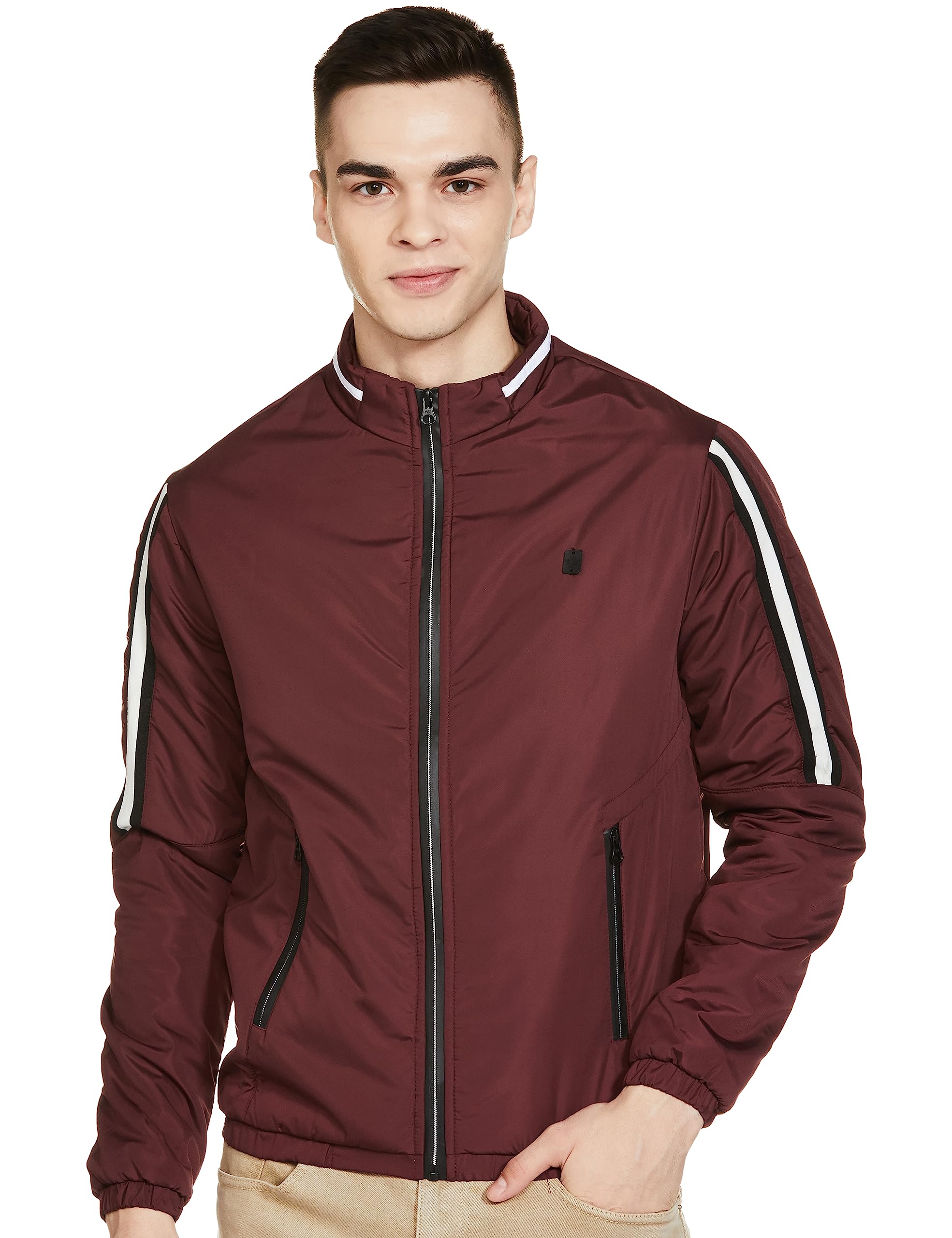 the indian garage co Men Slim Fit Solid Bomber Jackets-picture-36