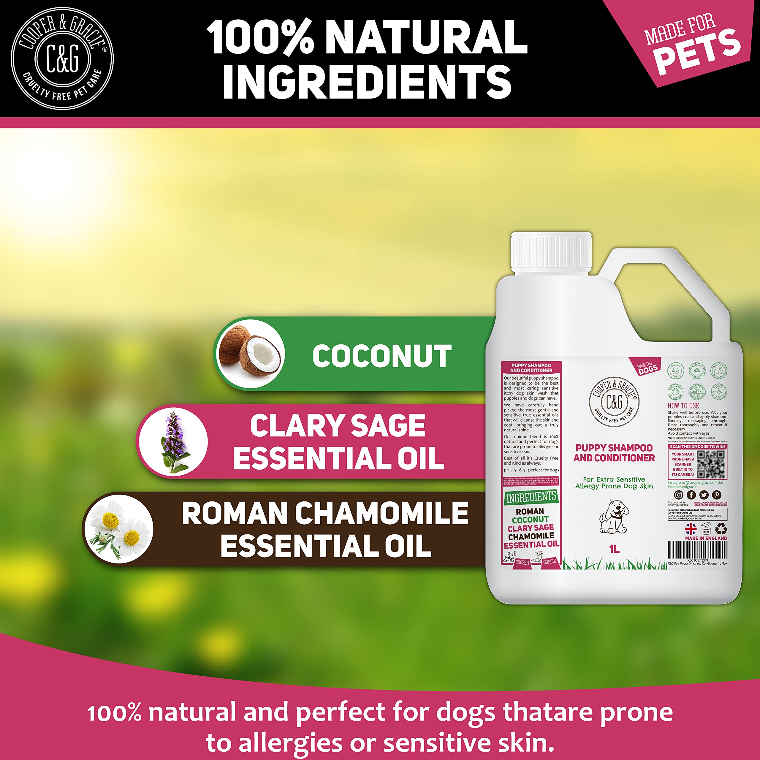 C&G Pets Shampoing et après-shampoing pour chiot 1 l