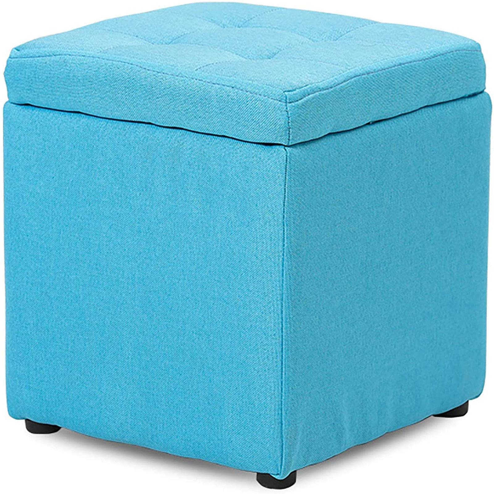 Banc de rangement en cuir bleu 30x30x35cm pour l'entrée