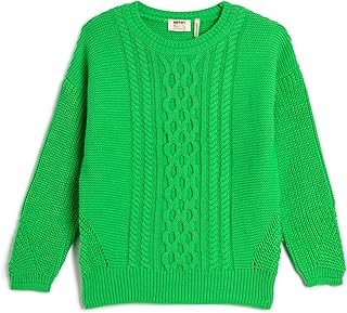 KOTON Girls Crew Neck Knitted Long-Sleeves Pullover