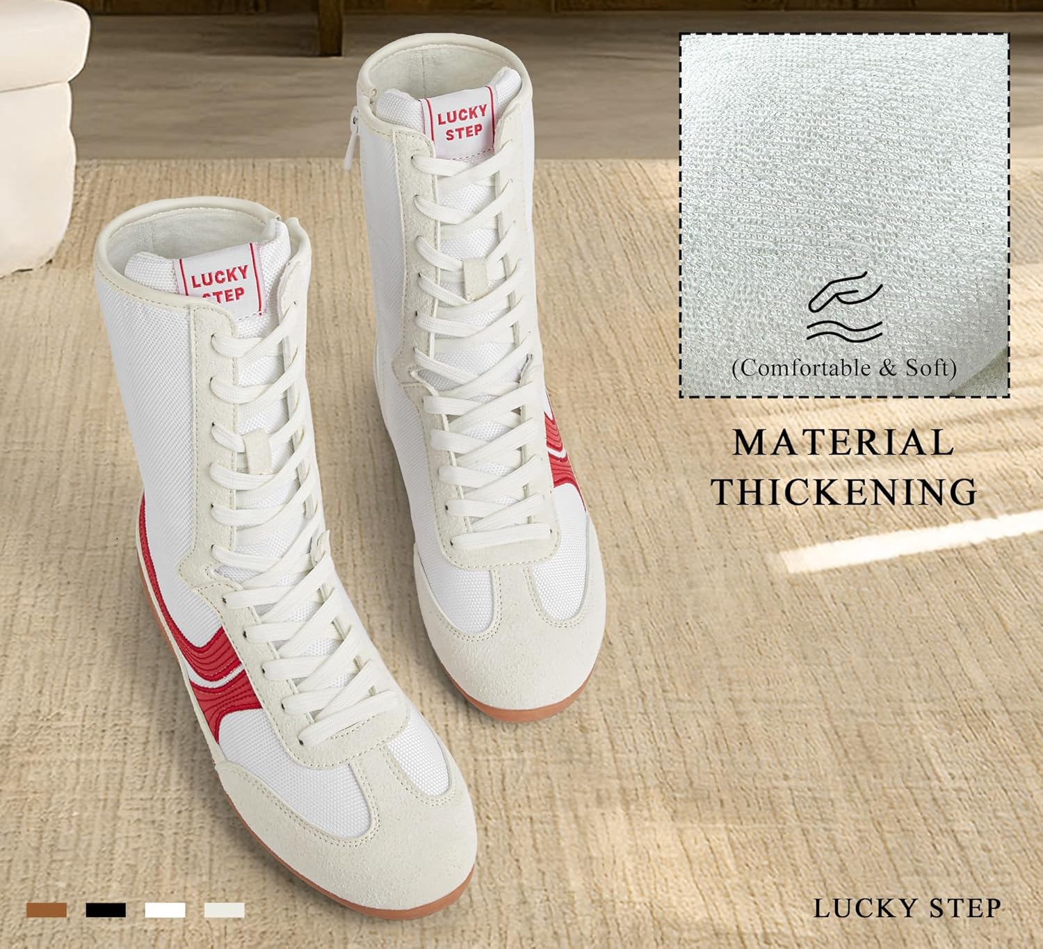 LUCKY STEP Women's High Top Fashion Boots Casual Retro Comfortable Shoes Lace Up Training Sneakers - Image 8