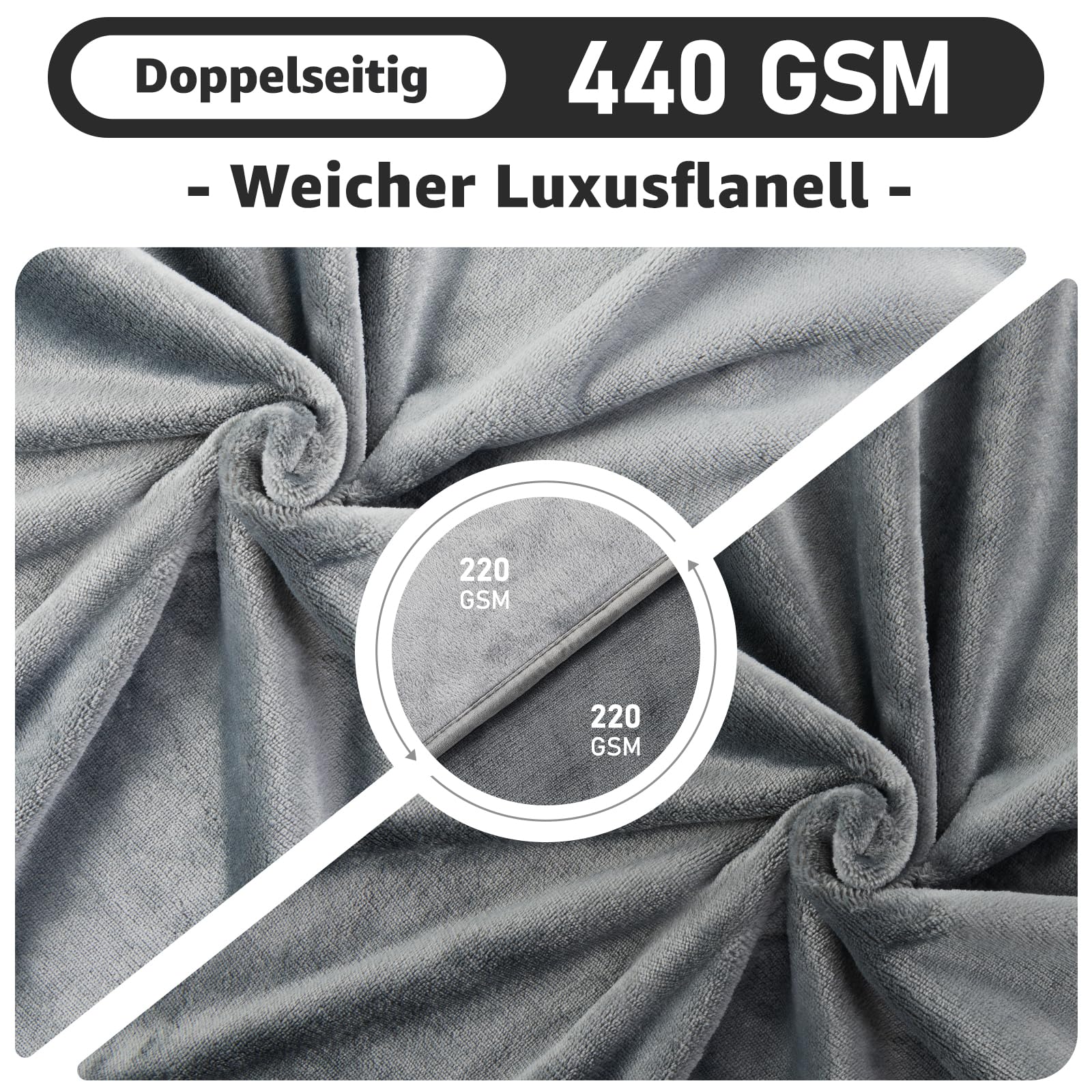 PICK FOR LIFE Manta impermeable manta de amor manta reversible de franela para perros manta de viaje para exteriores para sofá cama asiento de coche gris, 203 x 229 cm