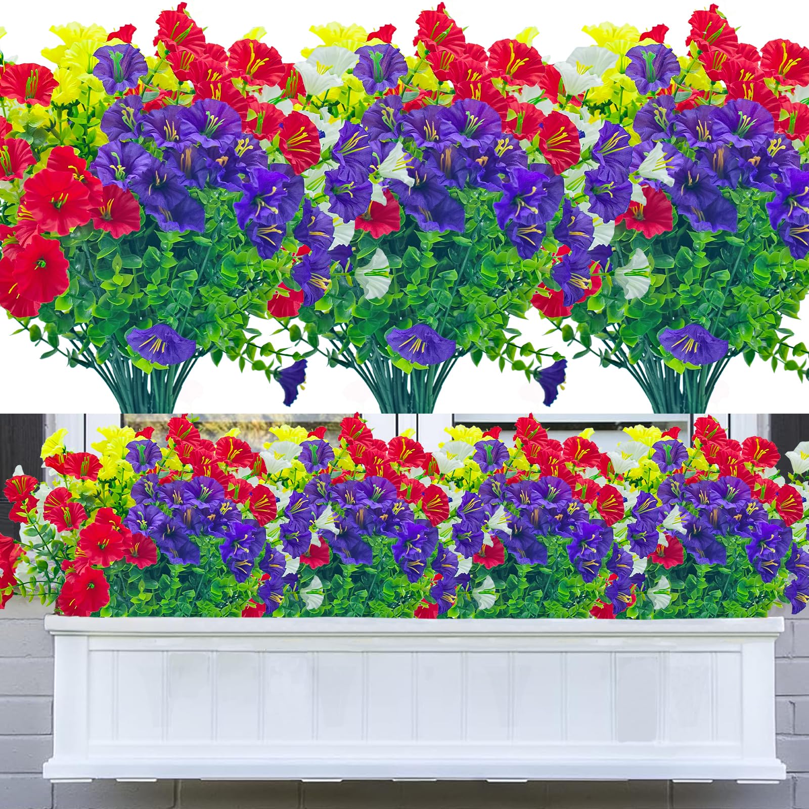 DRT DERUITAI Outdoor Fake Artificial Flowers,20 Bundles UV Resistant Plastic Flowers for Outside,Faux Flower for Outdoors Home Décor(Mix Colors)