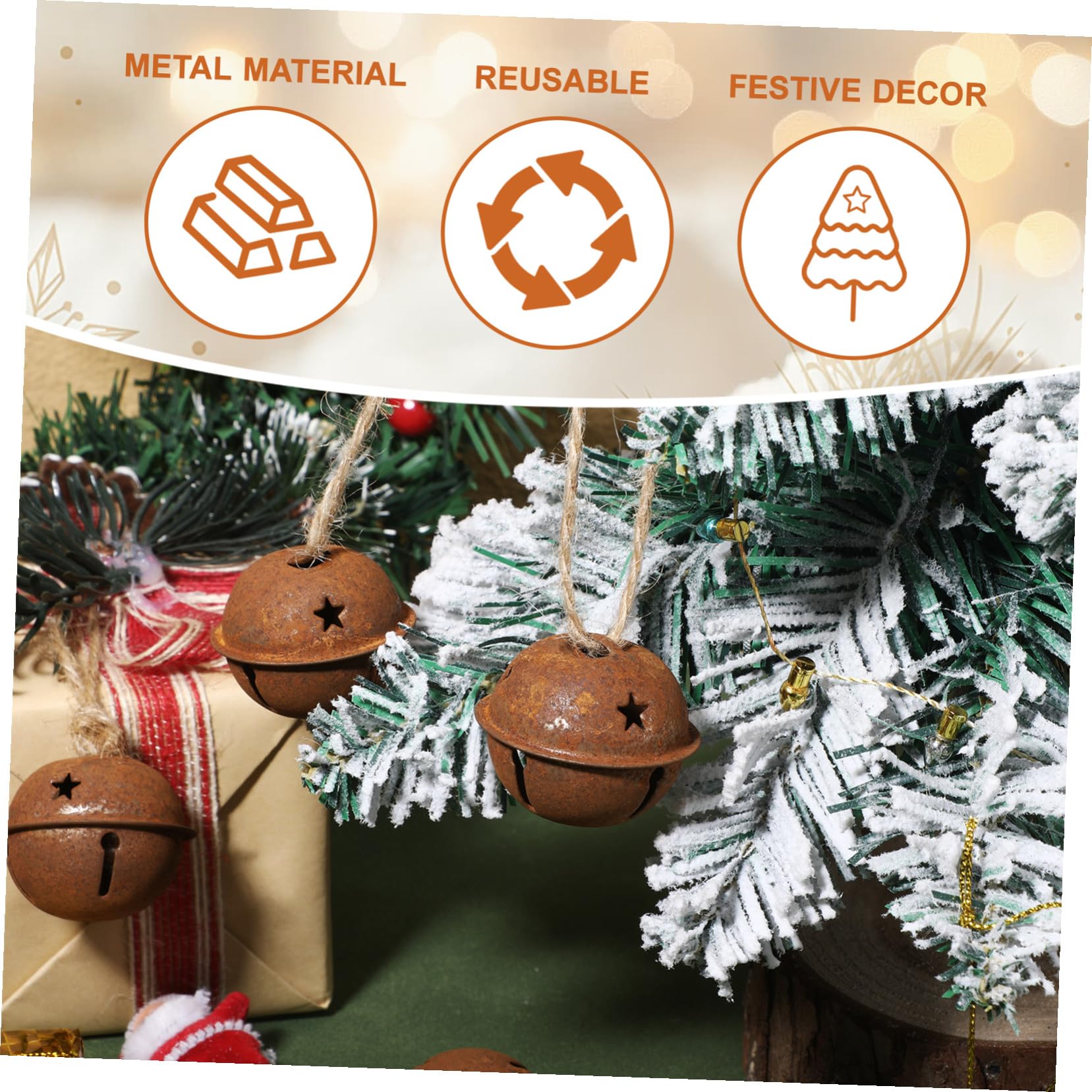 INOOMP 24pezzi Campanella Natalizia Arrugginita di Metallo Campanellini Decorativi per Albero di Natale Campana Fai da Te Artigianale Adatta per Ornamenti Natalizi e Rustic