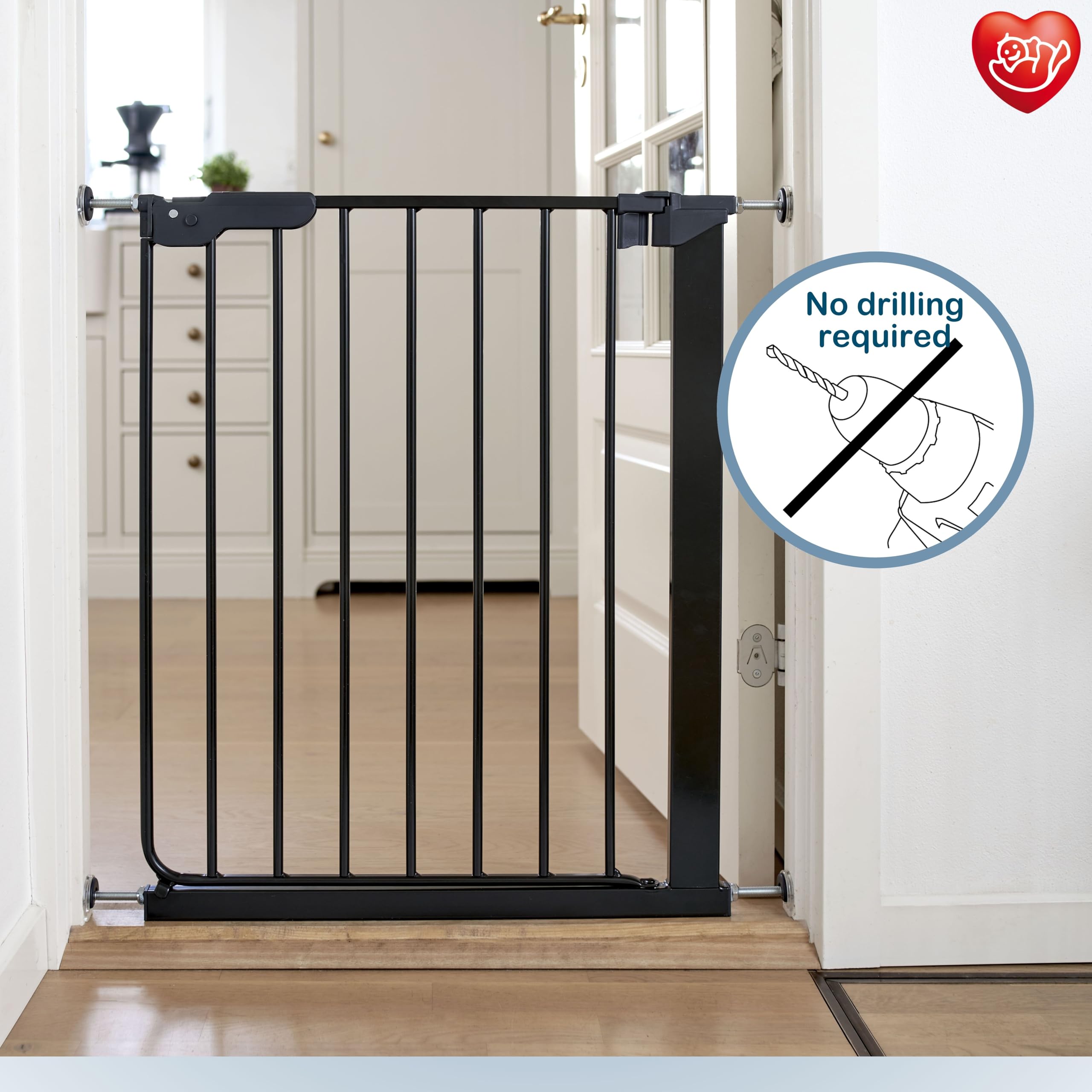 BabyDan Esbjerg, Cancelletto a pressione extra sottile, 60,5-66 cm, Cancelletto per bambini, nero, Made in Denmark - (Cancelletto per animali/cane)