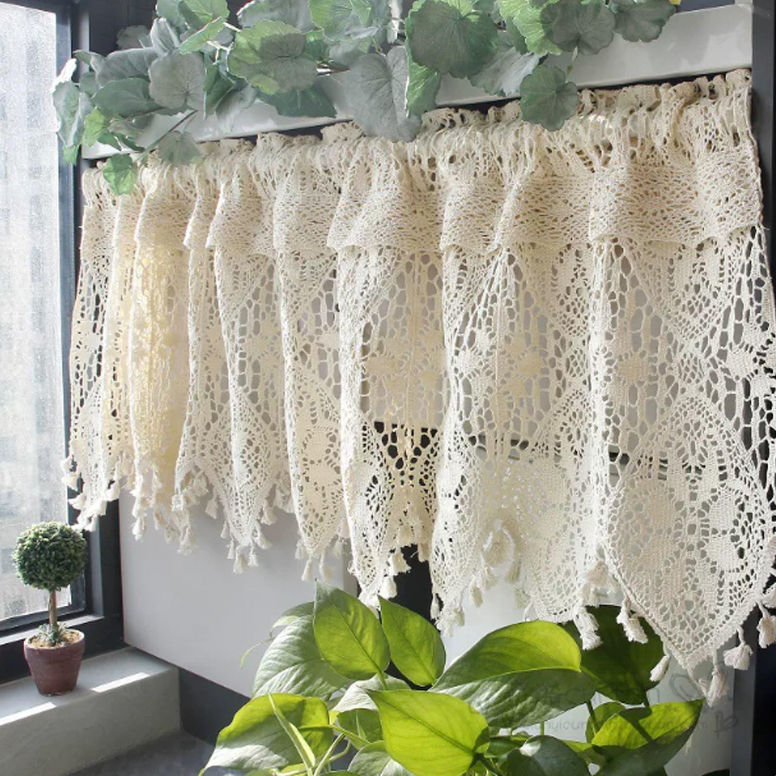 Tendine in cotone e lino per mobili da cucina,tendine corte in cotone per finestre piccole,sottolavello e copri-ante per ripostiglio(W90*h38cm)