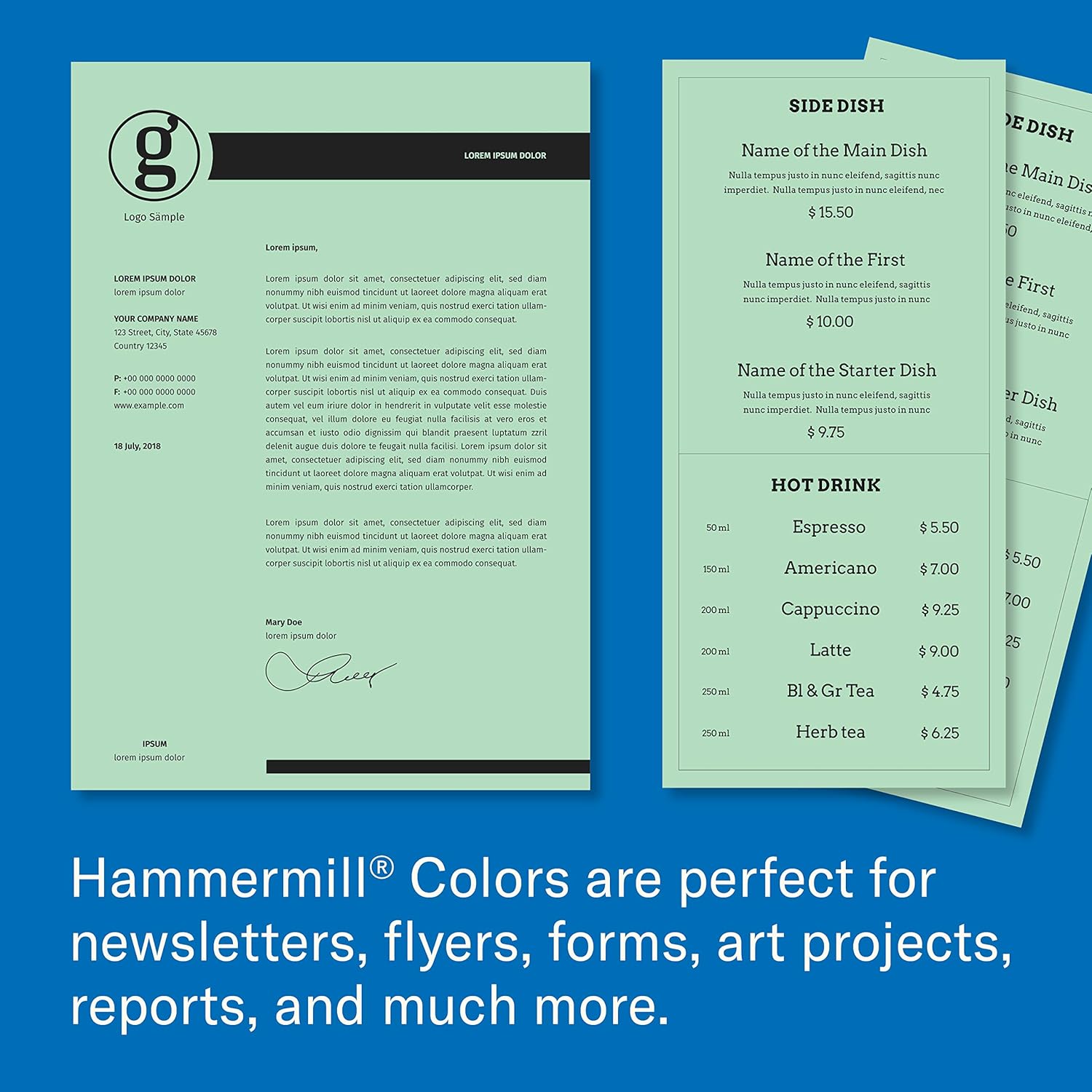 Hammermill Colored Paper, 20 lb Green Printer Paper, 8.5 x 11-1 Ream (500 Sheets) - Made in the USA, Pastel Paper, 103366R : Multipurpose Paper : Office Products