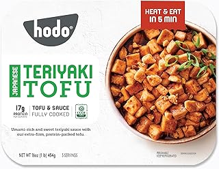 Hodo Japanese Teriyaki Tofu | Ready in 5 Minutes | Fully Cooked | High Protein | Organic and Non-GMO Tofu with Sauce | Family-Size