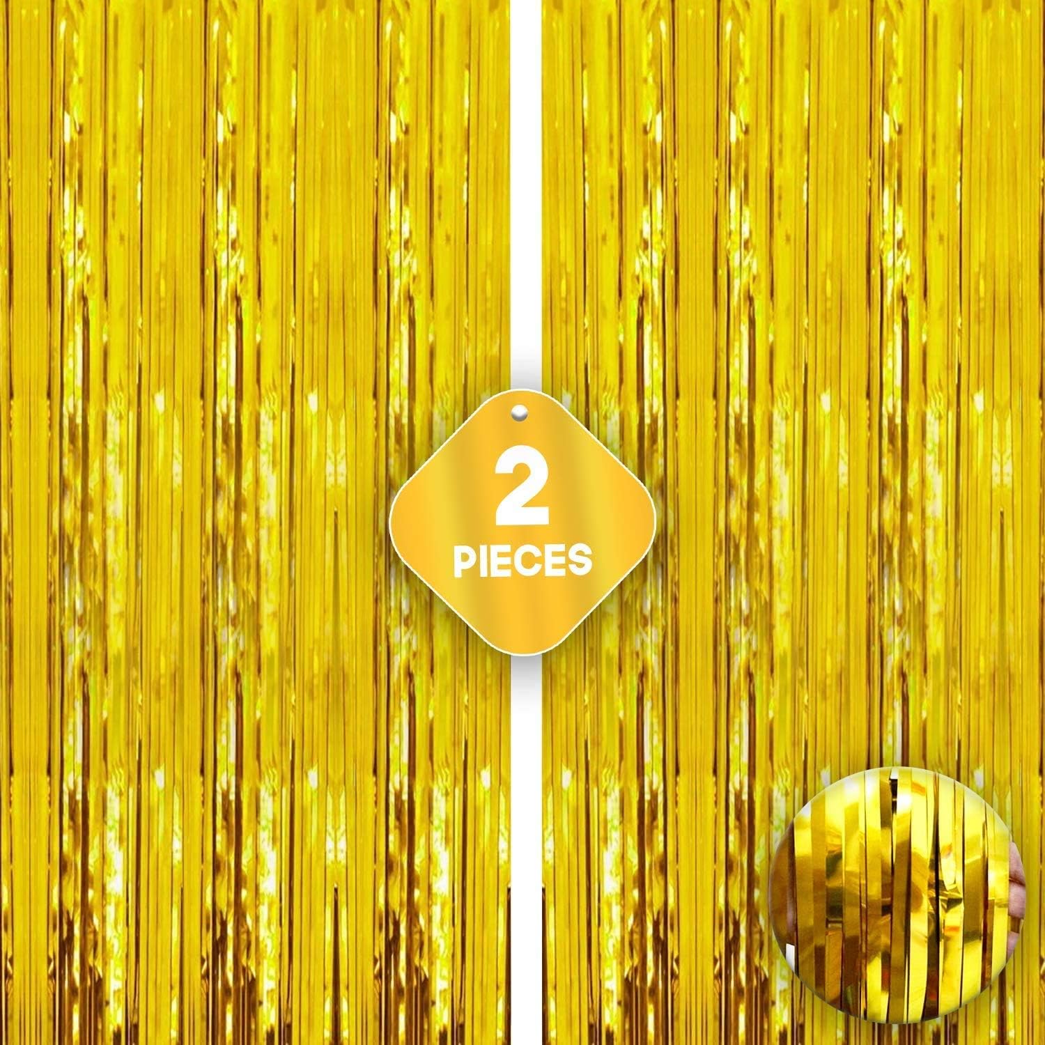 Bukela Champagne Colored Foil Tassel, 2 Pack Foil Curtain Backdrop, Curtains Photo Booth Props for Birthday Wedding Engagement Baby Shower Bachelorette Christmas Holiday Celebration Party Decorations