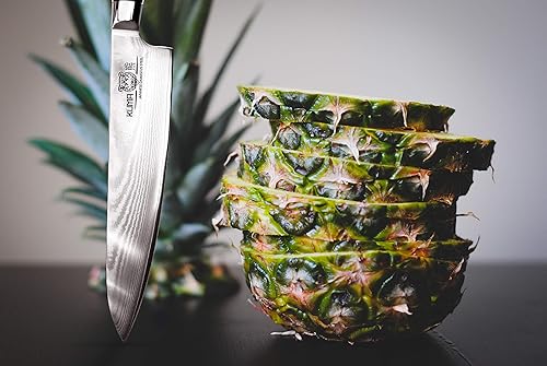 Miniatura 3 de Cuchillos de cocina Damasco - Fabricados con acero frío japonés - Fácil deslizamiento para precisión, tallar, cortar en dados y picar - Refuerzo