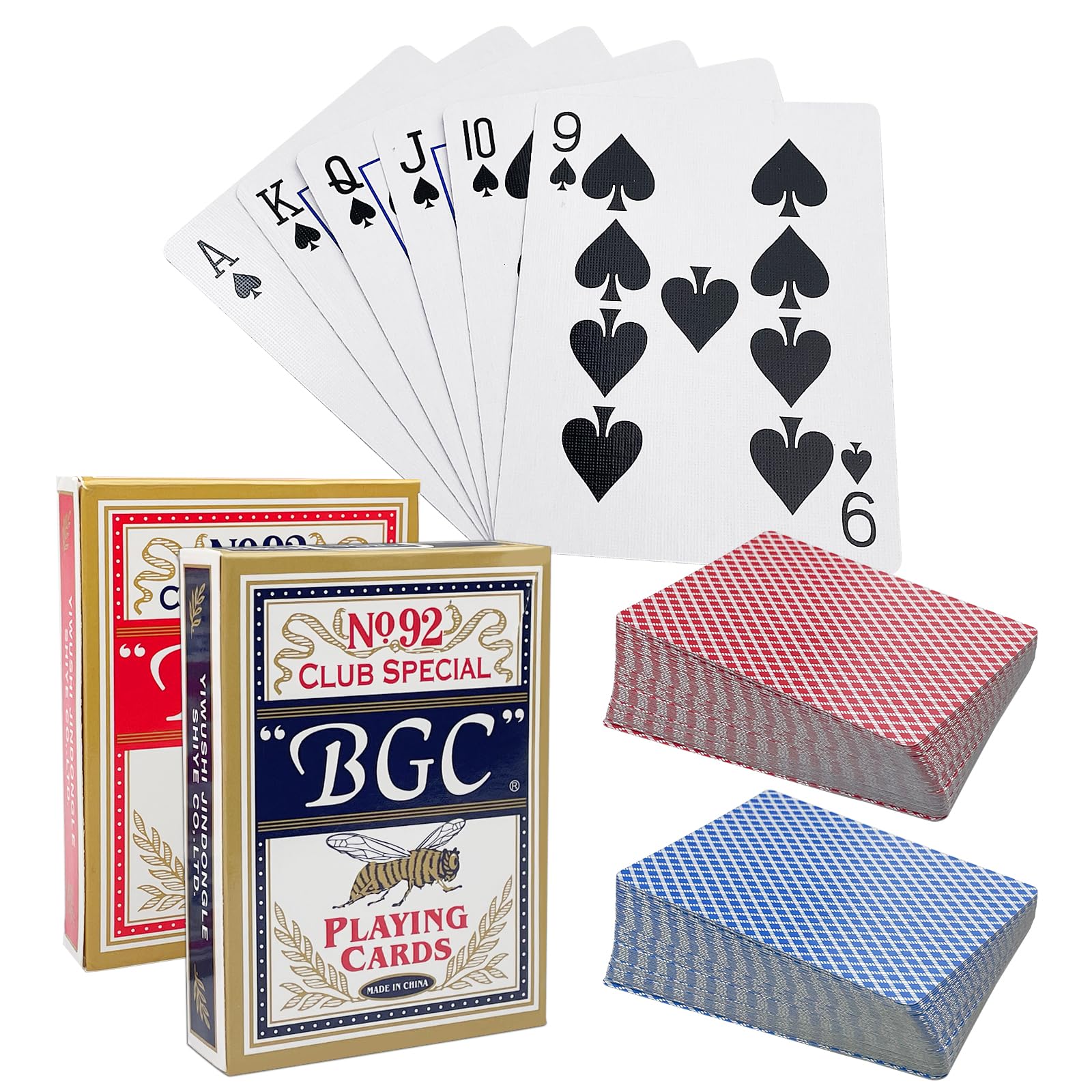 Set 2 Mazzi Carte Da Poker Club 100% Plastica, Rosso E Blu, 54 Carte Con Jolly, 6,3x8,8 Cm, Per Texas Hold'em