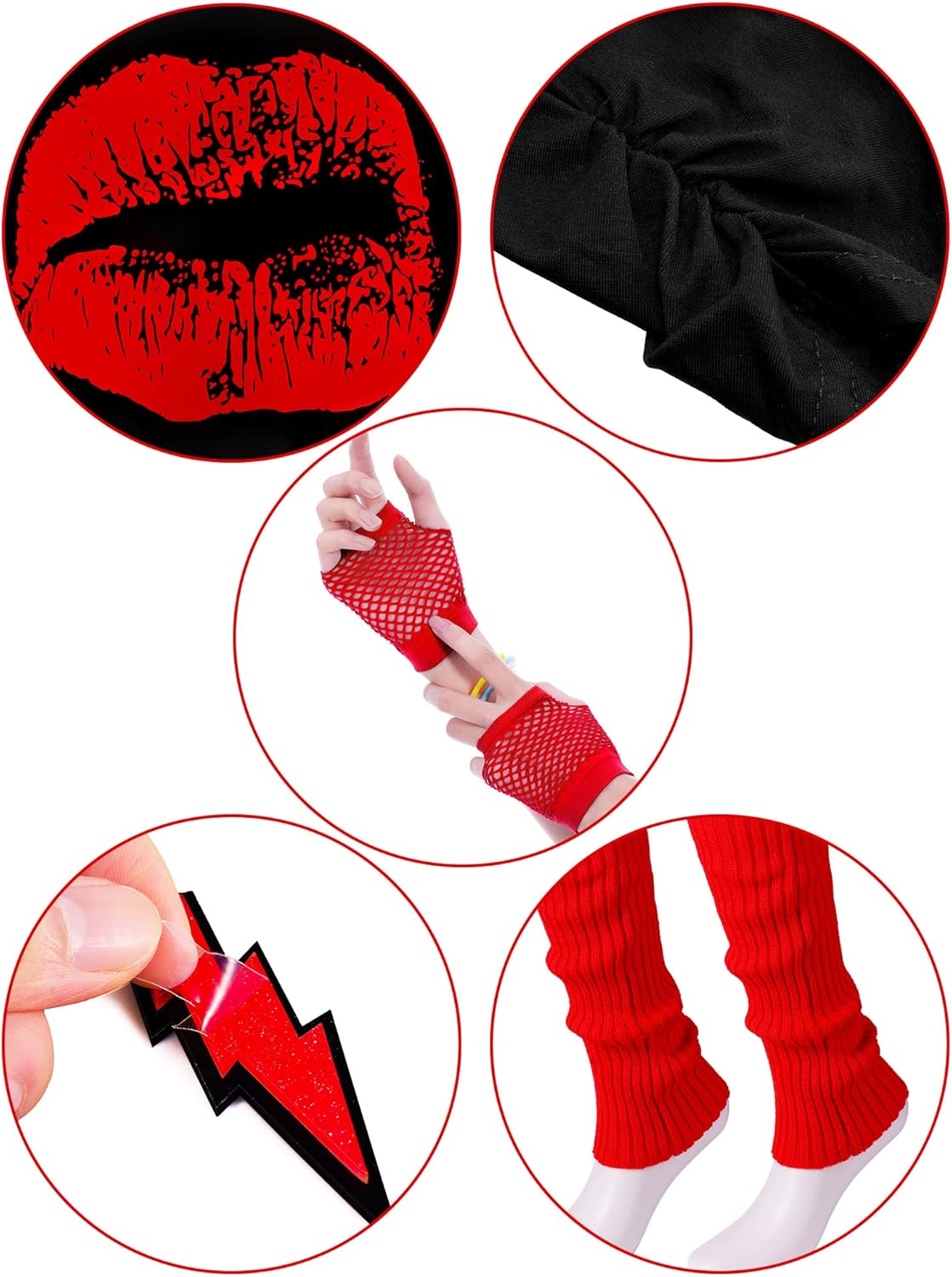 80s Costume Accessories Set T-Shirt Tutu Headband Earring Necklace Leg Warmers : Clothing, Shoes & Jewelry