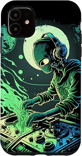 Miniatura 7 de iPhone 11 Pro Max EDM Alien Rave Astronaut Alien DJ, Alien DJing in Space Case