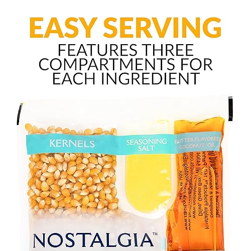 Miniatura 22 de Nostalgia Theater - Kit de máquina de palomitas de maíz – 1 libra de granos y 12.5 oz. Aceite con sabor a mantequilla – Tres sabores de sal