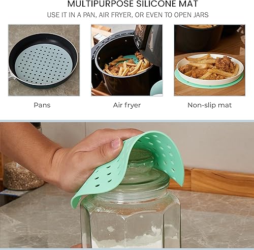 Miniatura 5 de Forros de silicona reutilizables para freidora de aire, paquete de 3 alfombrillas redondas y flexibles para freidora de aire Ninja AF101 4QT,