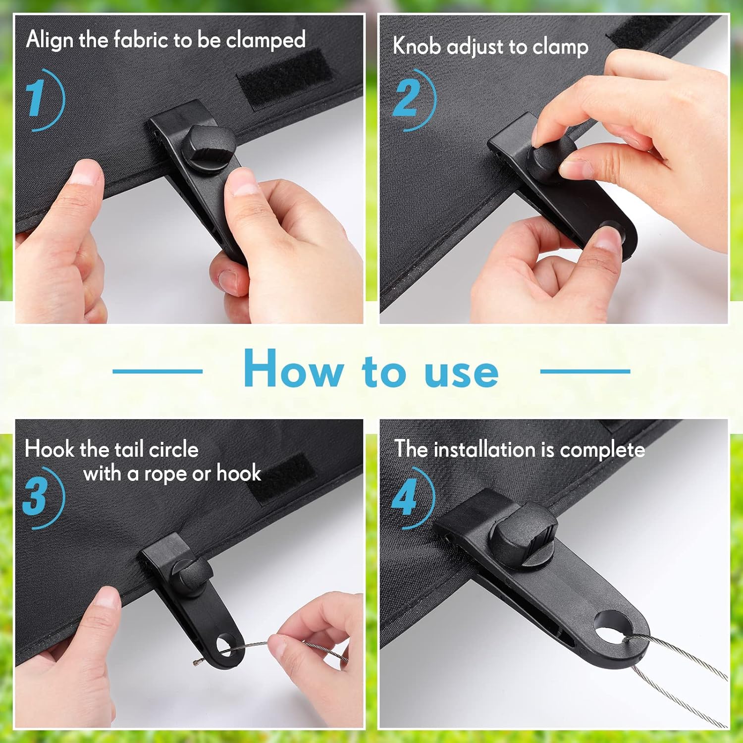 60 Pieces Tarp Clips Heavy Duty Lock Clamps Thumb Screw Tent Clips Tarp Clamps for Holding up Tarps Camping Awnings Canopies Covers of Car Swimming Pool Cover Boat Hammock(Black)