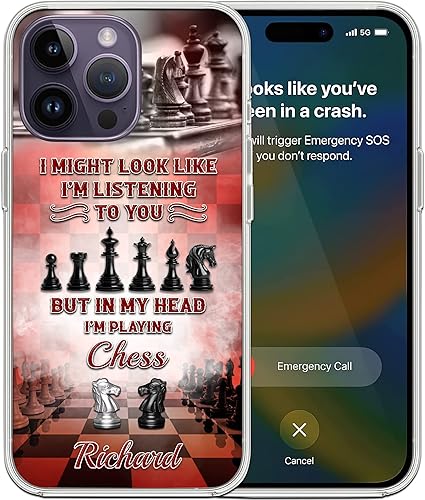 CASEZILY Funda protectora de ajedrez personalizada para teléfono de ajedrez, compatible con iPhone 15 14 13 12 11 X Xs Xr 8 7 6s 6 Mini Pro Max
