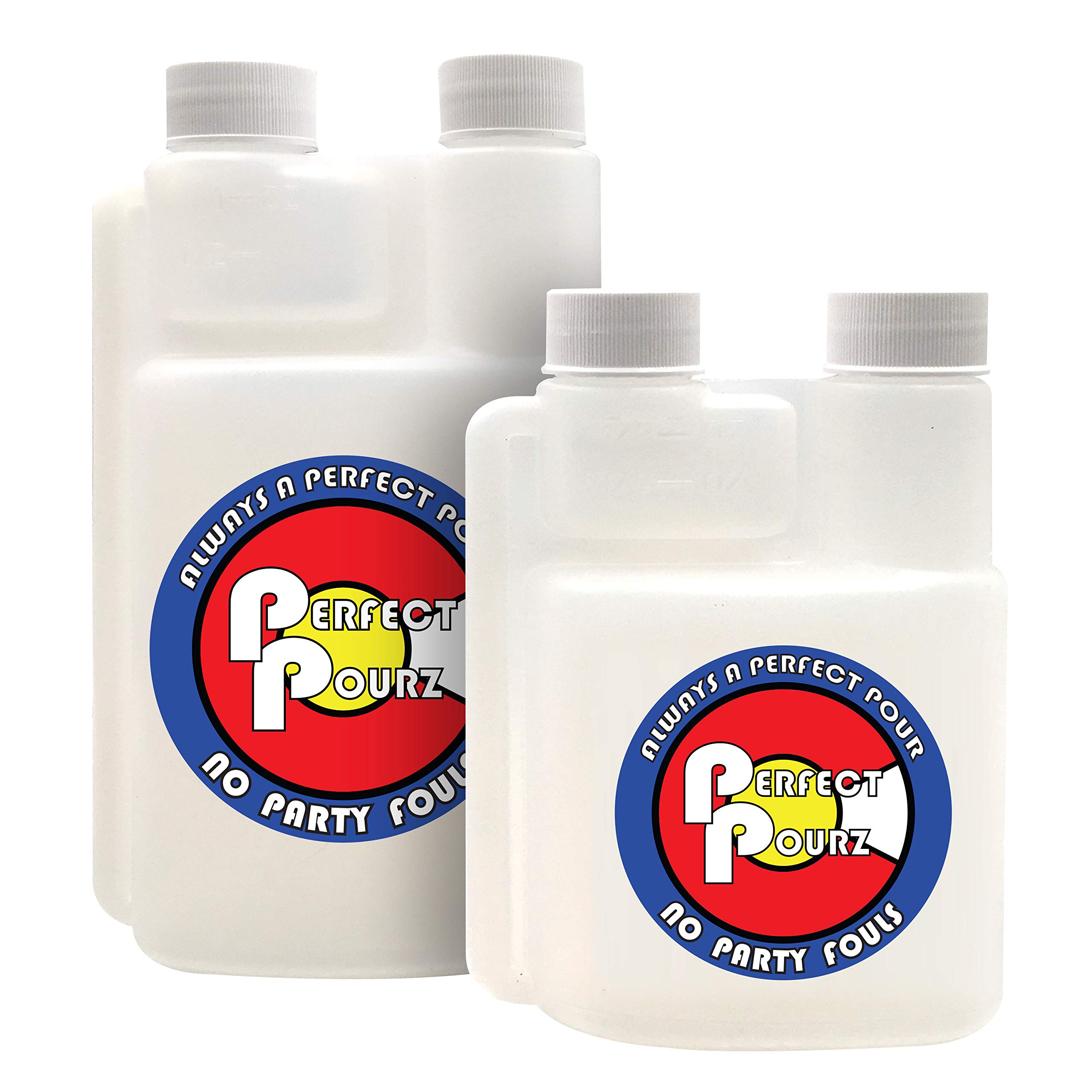 Perfect PourzPlastic Liquor Flask - Cool Travel Plastic Bottles - Customizable Women and Mens Gifts - Small Flasks with 1 Ounce Shot Glass Concealed for Traveling - Tall and Clear