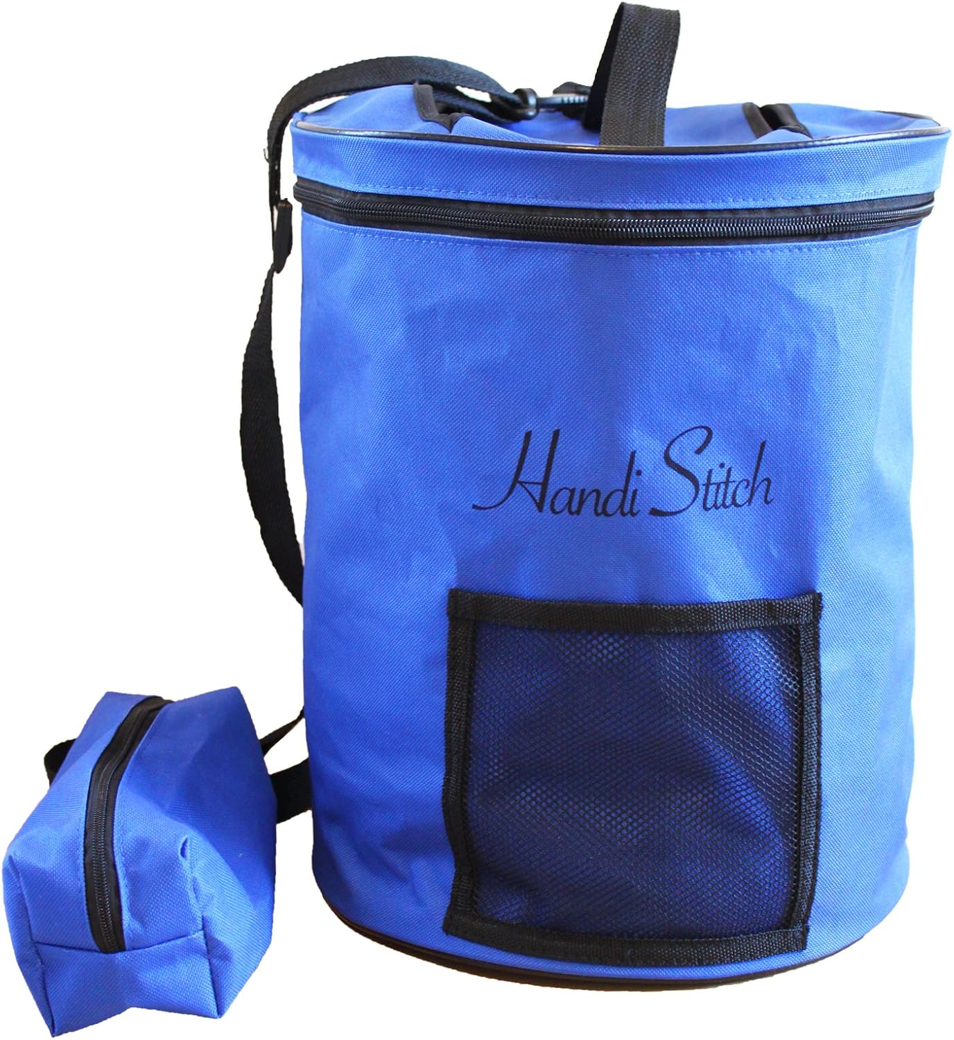 HANDI STITCH Lightweight Knitting Yarn Storage Bag, Tote Organizer, Knitting Bag, Yarn Holder with Pockets/Protect and Store Yarn, Crochet Hooks, Needles and Wool - Knitting Tote Bag Blue