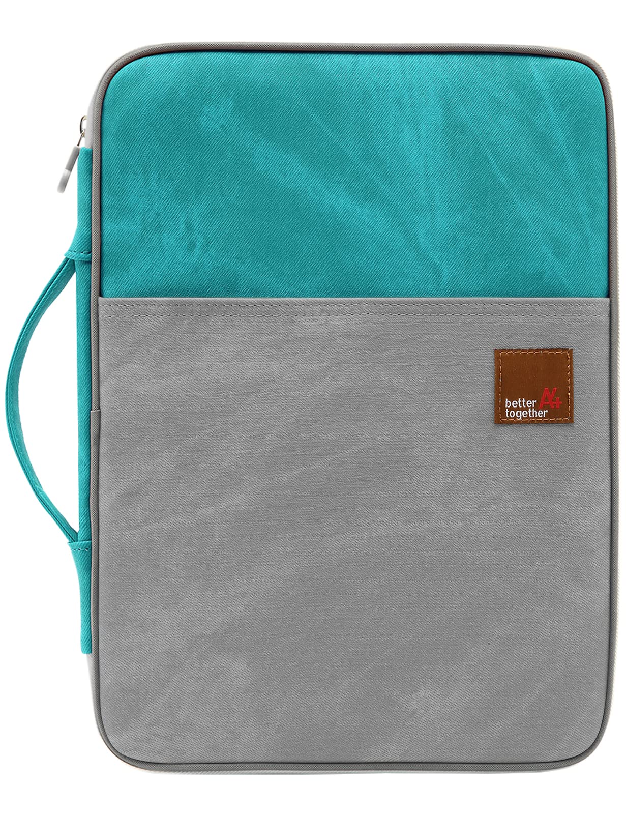 mygreen Zipper Portfolio Organizer A4 Note Pouch-Waterproof Document Bags/Zipper Binder/Paper Case Green and Grey — image 1
