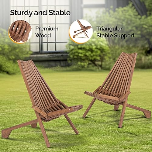 Miniatura 6 de VINGLI La silla de patio con listones de madera cuenta con un diseño plegable y es adecuada para su uso como una silla de descanso en salas de